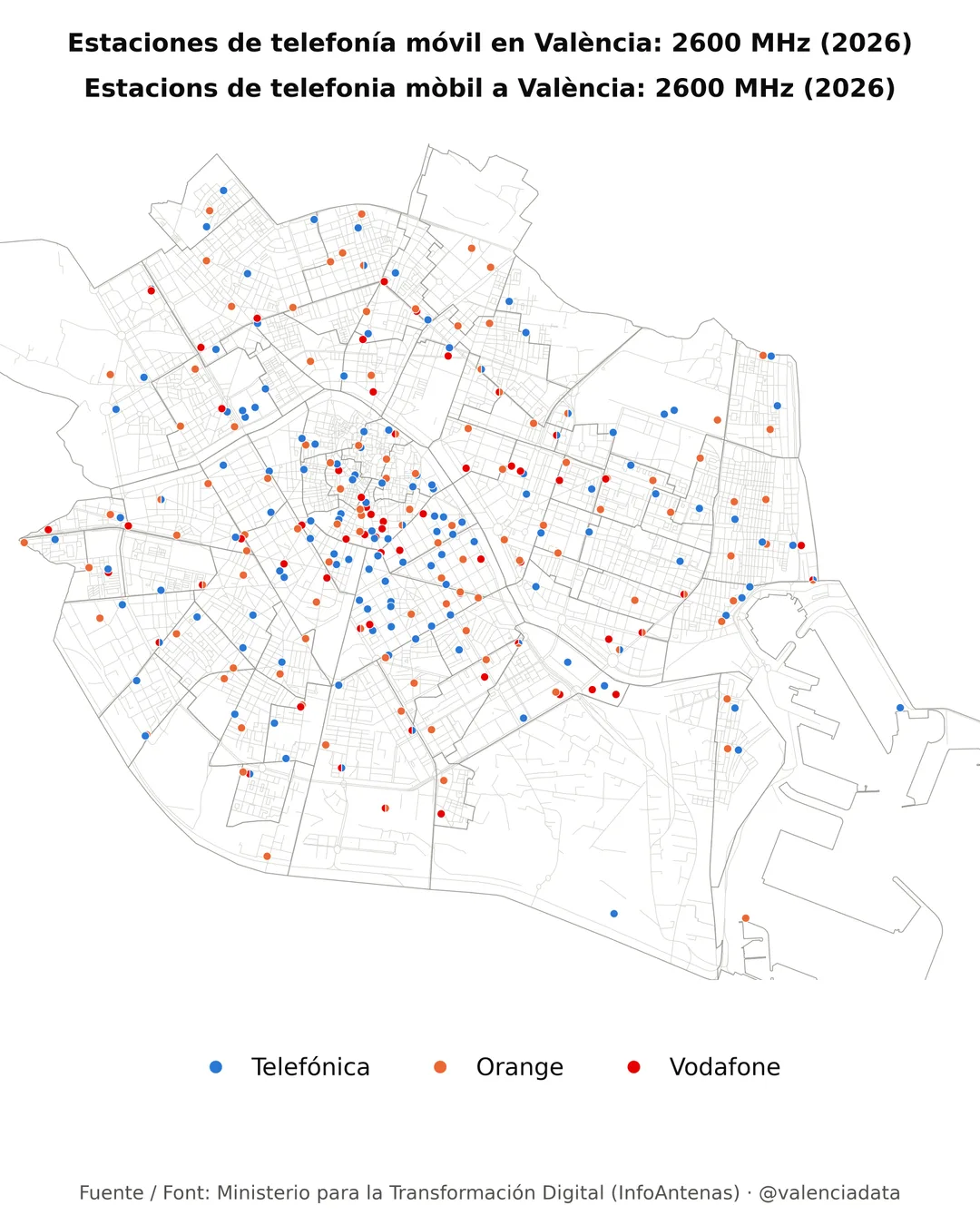 En la ciudad de València hay 789 estaciones base de telefonía móvil con certificación registrada ante el Ministerio, en 531 azoteas. Imagen 2 de 7.